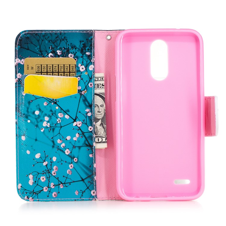 Padrão de impressão PU Leather Stand Case para LG K10(2017) - Árvore com flores-8