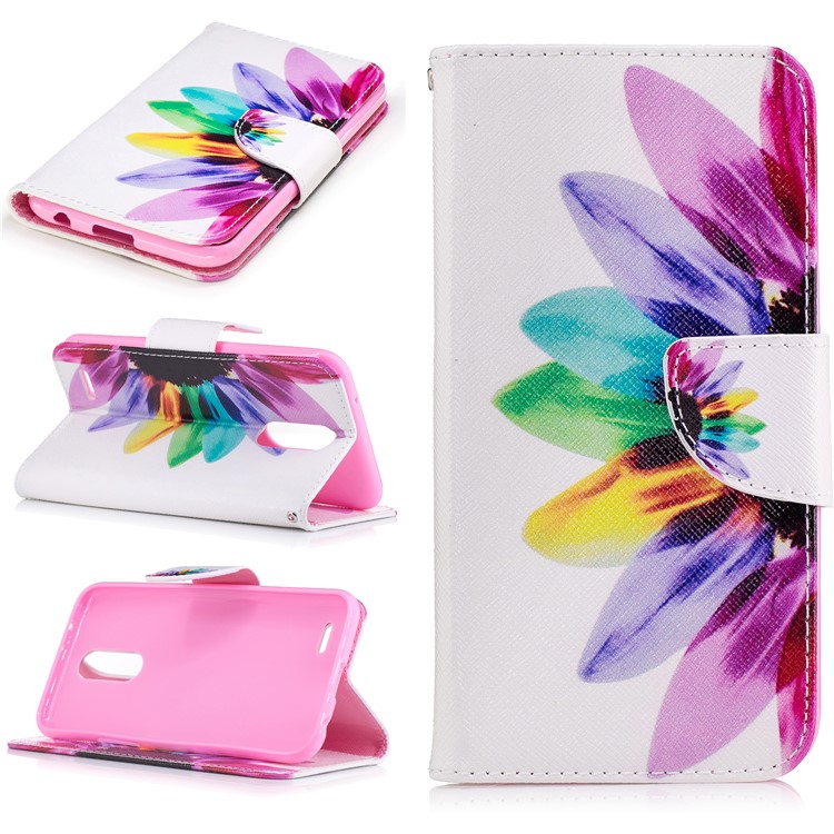 Pattern Printing Wallet Leather Case with Stand for LG K10 (2017) - Colorful Petals-1