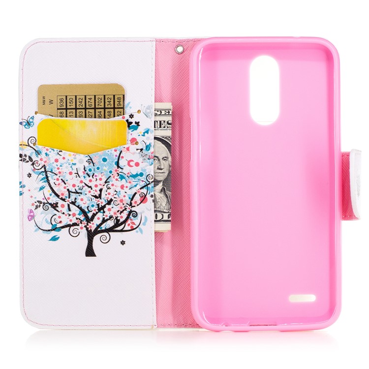 Pattern Printing Leather Case Wallet for LG K10 (2017) - Flowered Tree-8