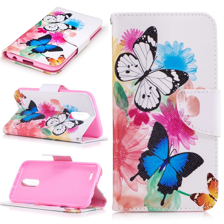 Pattern Printing Protective Leather Stand Case for LG K10 (2017) - Vivid Butterflies-1