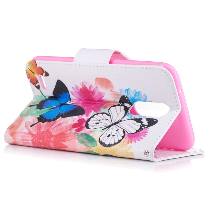 Pattern Printing Protective Leather Stand Case for LG K10 (2017) - Vivid Butterflies-4