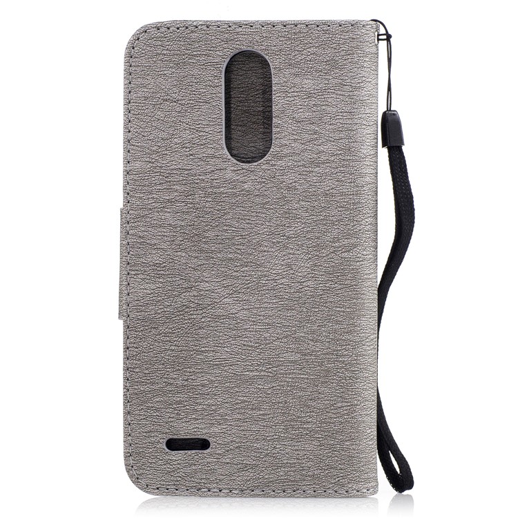 Para LG K10 (2017) Imprinted Bear Wallet Stand caso de couro com cordão - Cinza-3