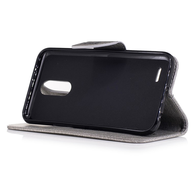 Para LG K10 (2017) Imprinted Bear Wallet Stand caso de couro com cordão - Cinza-5