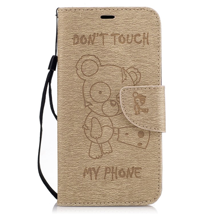 Custodia In Pelle Per Portafogli In Pelle Con Impresso Accessorio Per LG K10 (2017) - Cachi-2