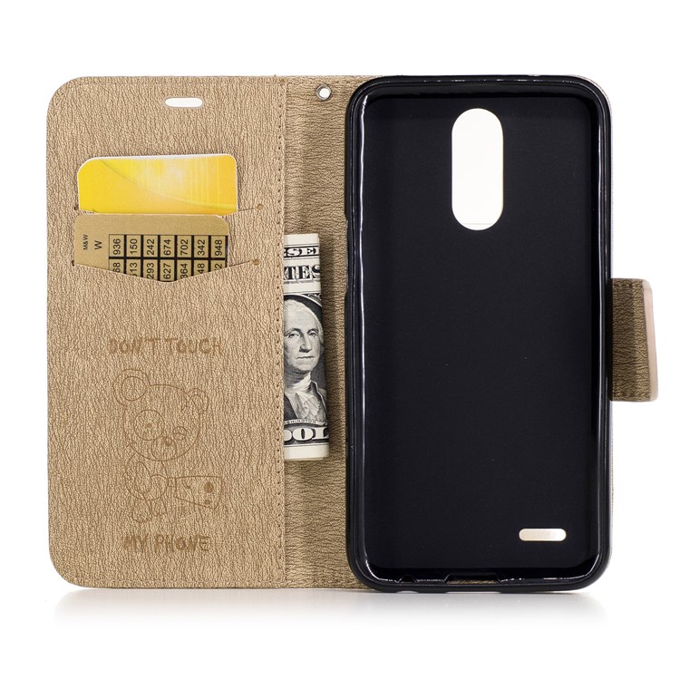 Custodia In Pelle Per Portafogli In Pelle Con Impresso Accessorio Per LG K10 (2017) - Cachi-8