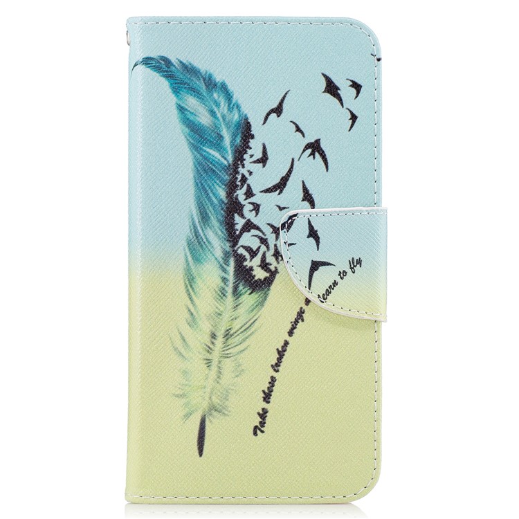 Pattern Printing Wallet Leather Stand Case for LG G6 - Feather Pattern-2