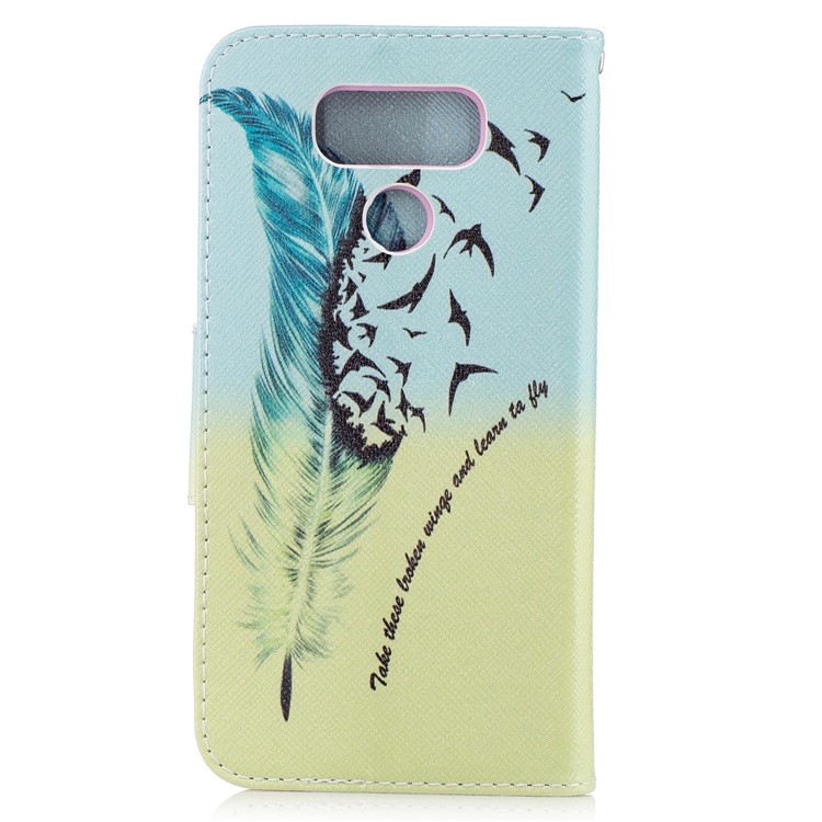Pattern Printing Wallet Leather Stand Case for LG G6 - Feather Pattern-3