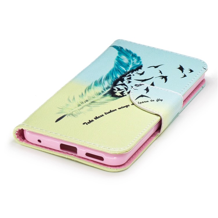 Pattern Printing Wallet Leather Stand Case for LG G6 - Feather Pattern-6