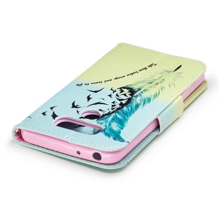 Pattern Printing Wallet Leather Stand Case for LG G6 - Feather Pattern-7