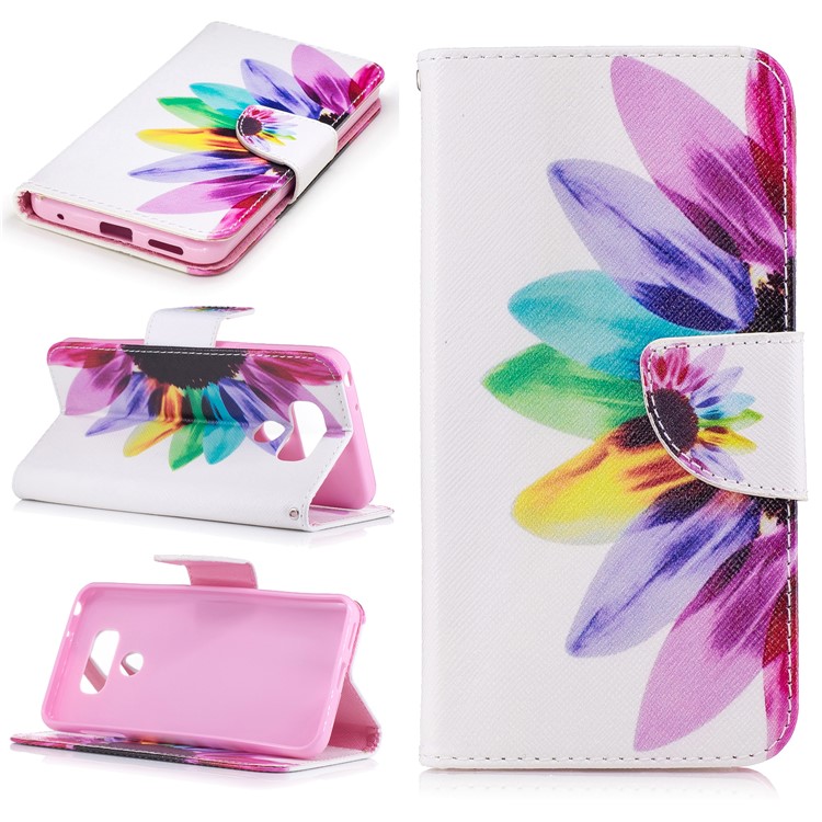 Pattern Printing Wallet Leather Mobile Phone Case for LG G6 - Colorized Petals-1