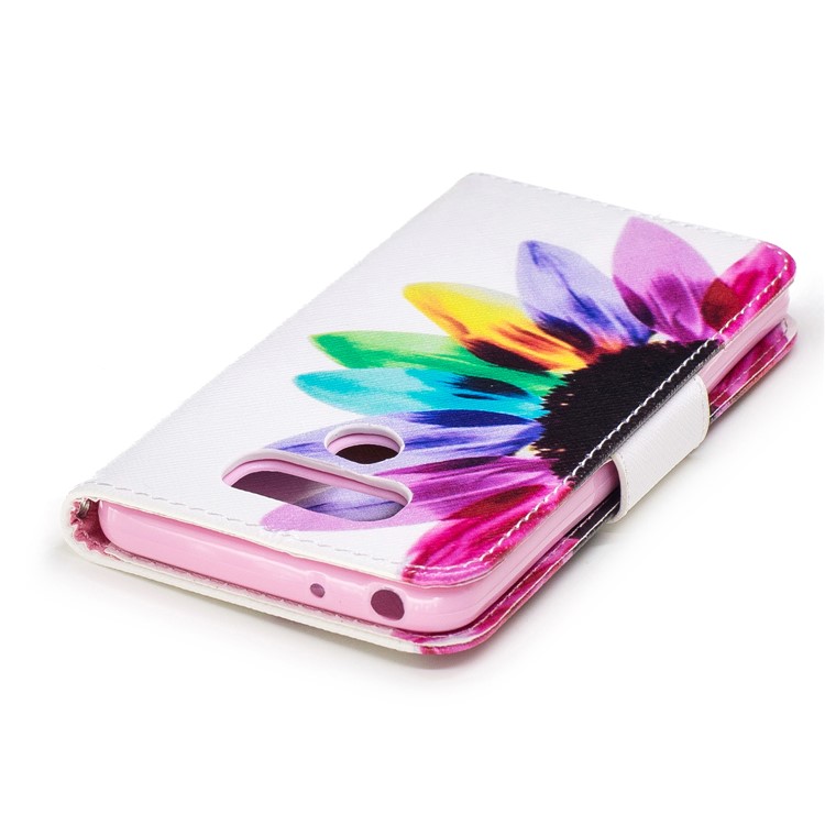 Pattern Printing Wallet Leather Mobile Phone Case for LG G6 - Colorized Petals-7