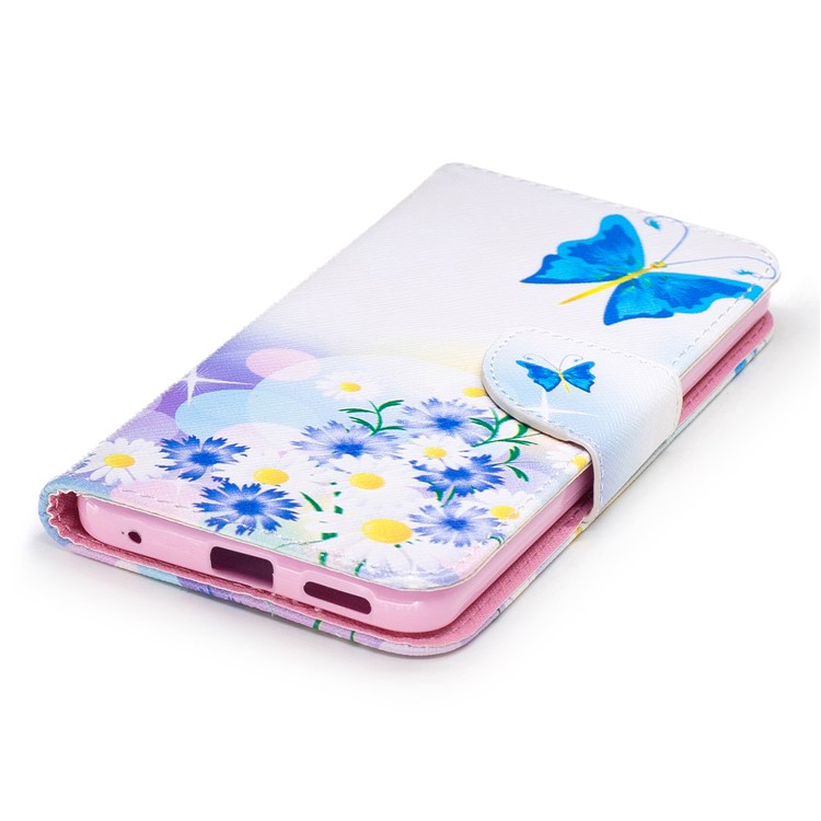 Pattern Printing Leather Stand Case with Card Slots for LG G6 - Blue Butterflies and Flowers-6