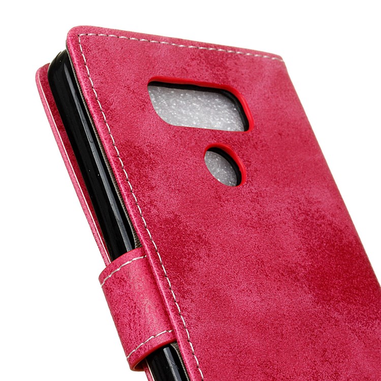 Retro Style Leather Case Wallet Phone Cover for LG G6 - Rose-4