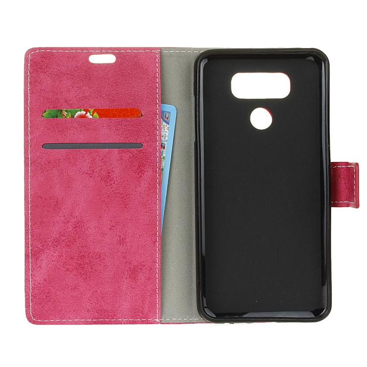 Retro Style Leather Case Wallet Phone Cover for LG G6 - Rose-5