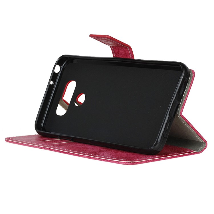 Retro Style Leather Case Wallet Phone Cover for LG G6 - Rose-6