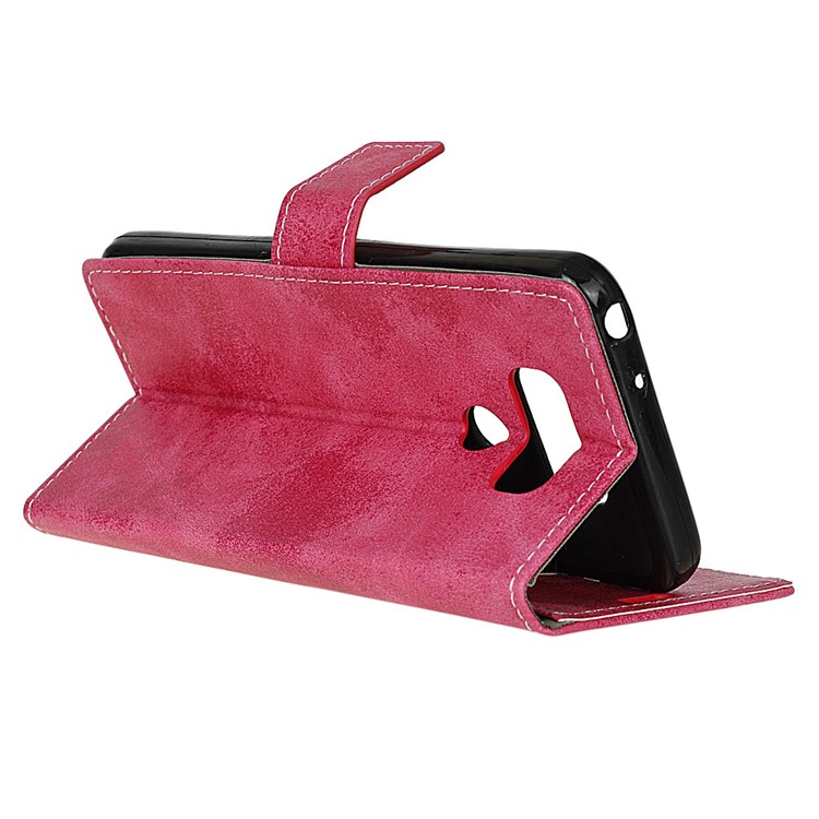Retro Style Leather Case Wallet Phone Cover for LG G6 - Rose-7