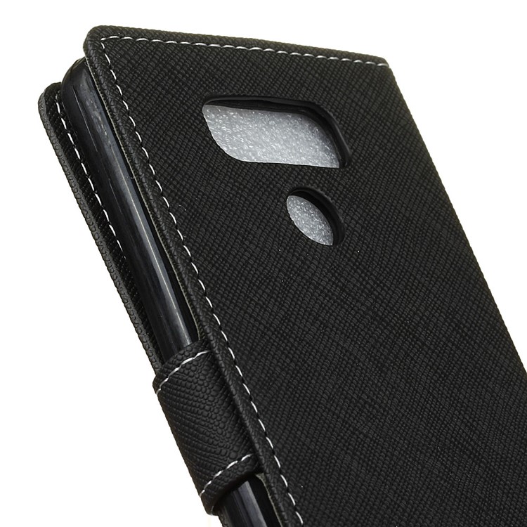 For LG G6 Cross Texture Wallet Leather Case Stand Cover - Black-4