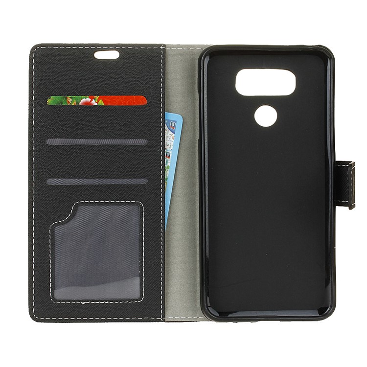 For LG G6 Cross Texture Wallet Leather Case Stand Cover - Black-5