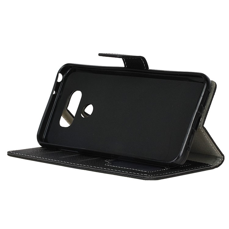 For LG G6 Cross Texture Wallet Leather Case Stand Cover - Black-6