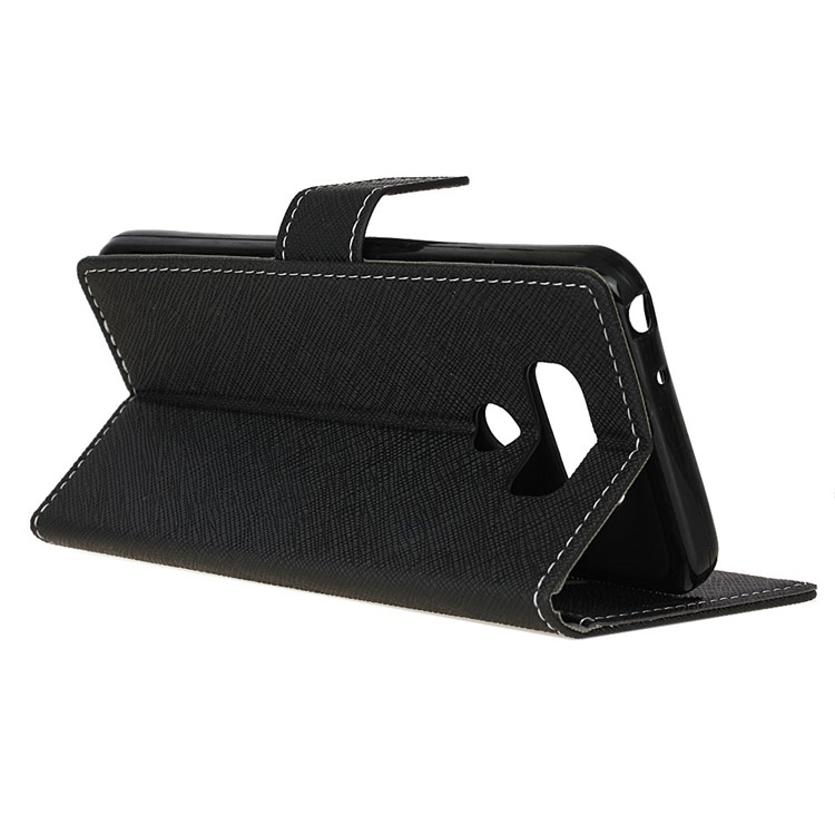 For LG G6 Cross Texture Wallet Leather Case Stand Cover - Black-7