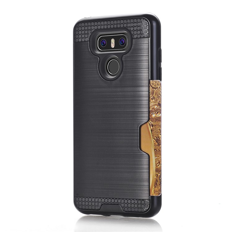 Mobile Phone Case Brushed Plastic + TPU with Card Slot for LG G6 - Black-2