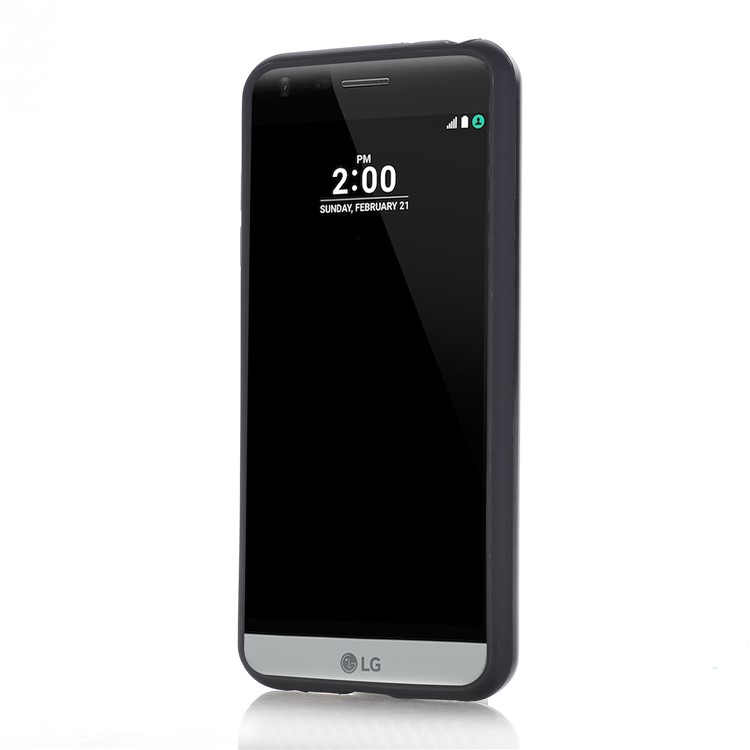 Mobile Phone Case Brushed Plastic + TPU with Card Slot for LG G6 - Black-3
