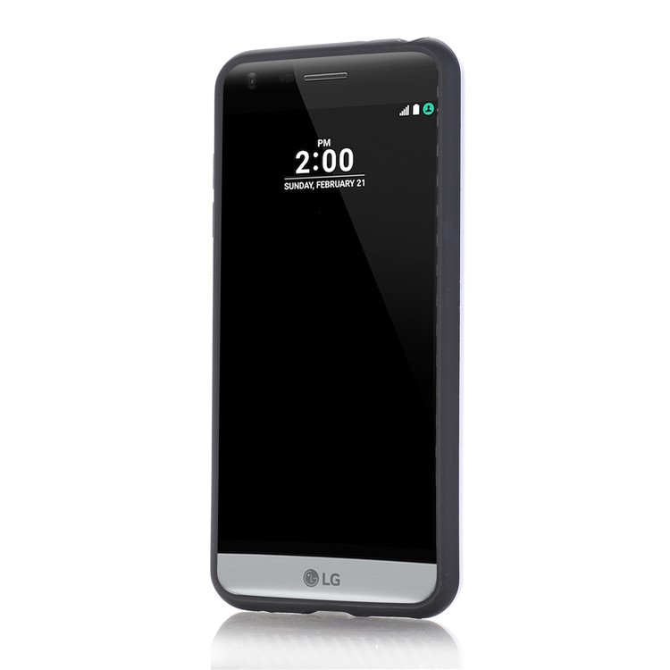 Brushed Plastic + TPU Shell Case Cover Card Holder for LG G6 - White-3
