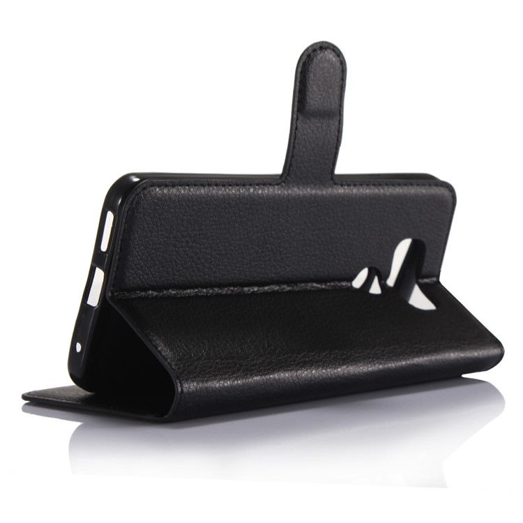 Lychee Skin Leather Wallet Case for LG G6 - Black-5
