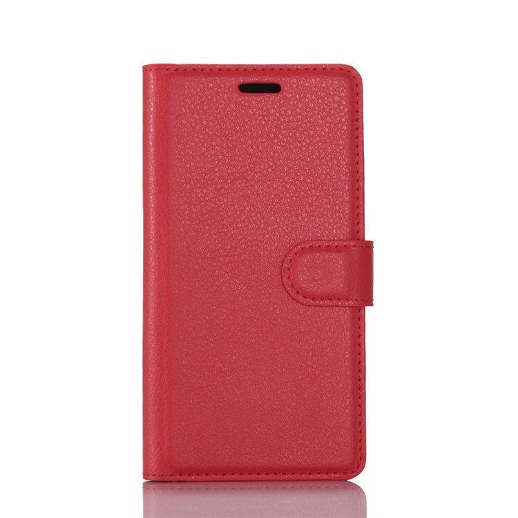 Lychee Skin Leather Wallet Cover Case for LG G6 - Red-1