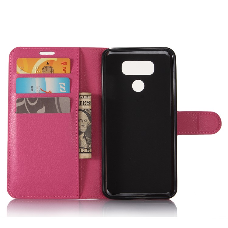 Lychee Skin Magnetic Leather Wallet Case for LG G6 - Rose-3