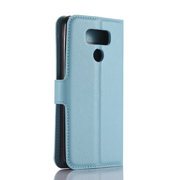 Lychee Skin Wallet Leather Protective Case for LG G6 - Baby Blue-4