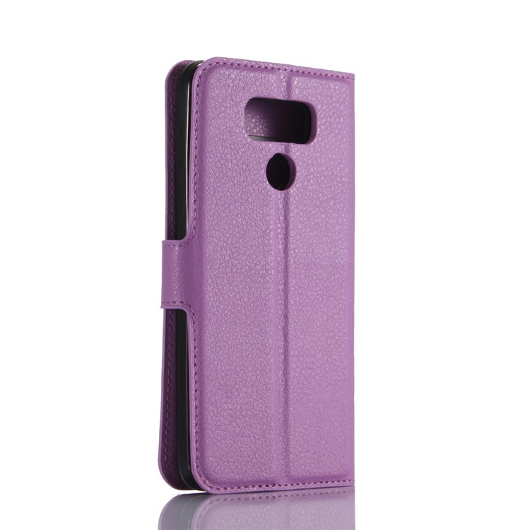 Lychee Skin Stand Leather Wallet Case for LG G6 - Purple-4