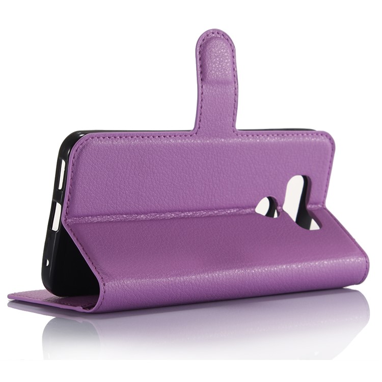 Lychee Skin Stand Leather Wallet Case for LG G6 - Purple-5