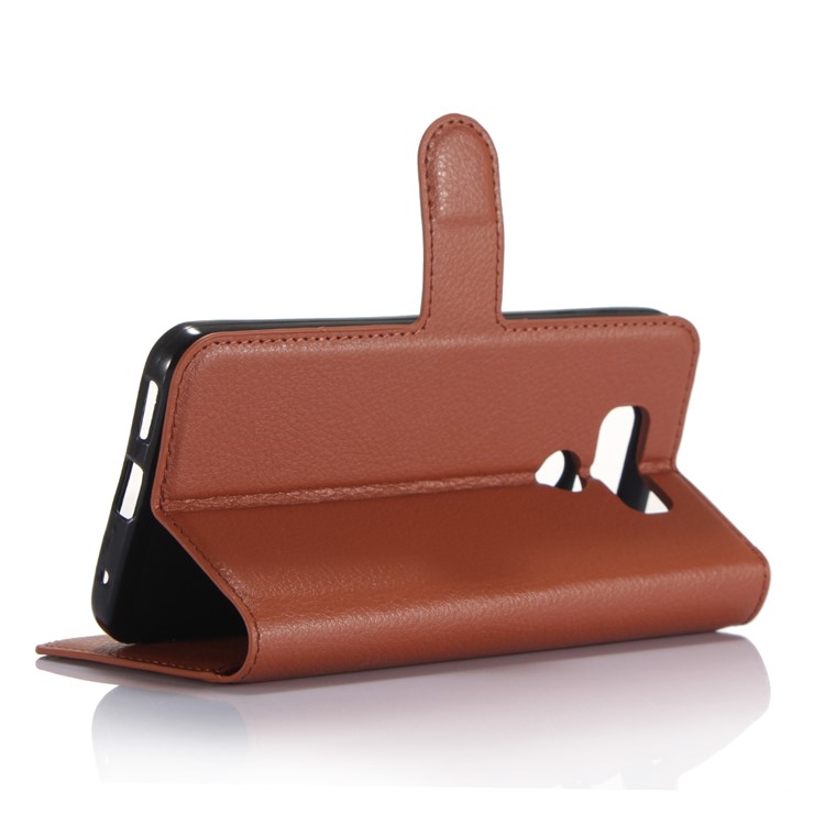 Lychee Skin Folio Leather Wallet Case for LG G6 - Brown-5