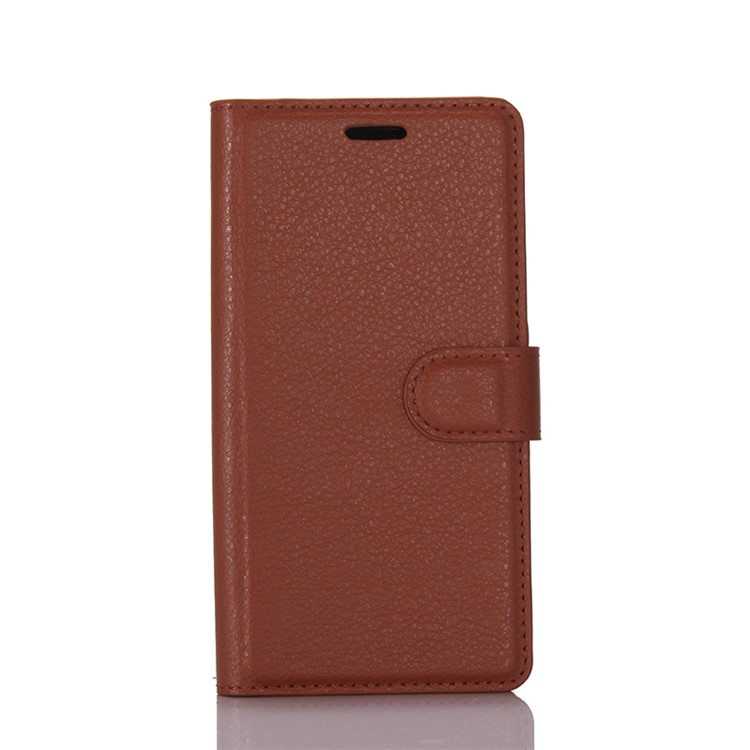 Lychee Skin Folio Leather Wallet Case for LG G6 - Brown-6