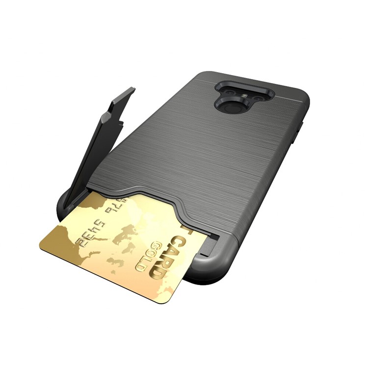 Detachable Brushed Plastic + TPU Cover with Stand Card Slot for LG G6 - Grey-6