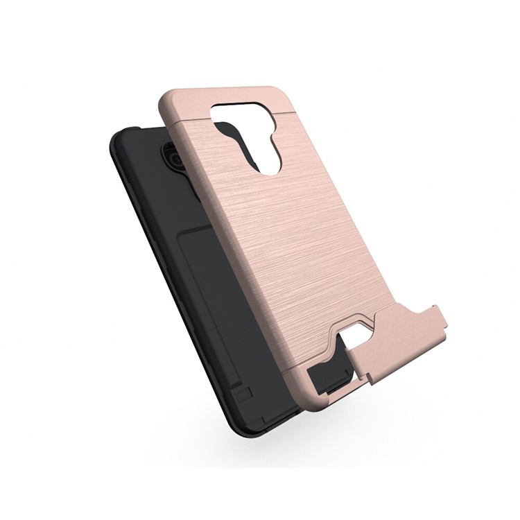 2-In-1 Brushed Plastic + TPU Kickstand Card Holder Phone Case for LG G6 - Gold-3