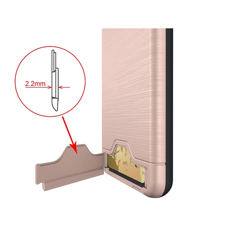 2-In-1 Brushed Plastic + TPU Kickstand Card Holder Phone Case for LG G6 - Gold-7