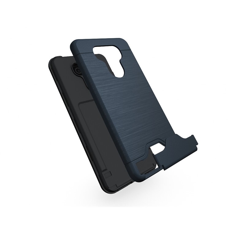 Detachable Brushed Plastic + TPU Kickstand Card Slot Mobile Cover for LG G6 - Dark Blue-3