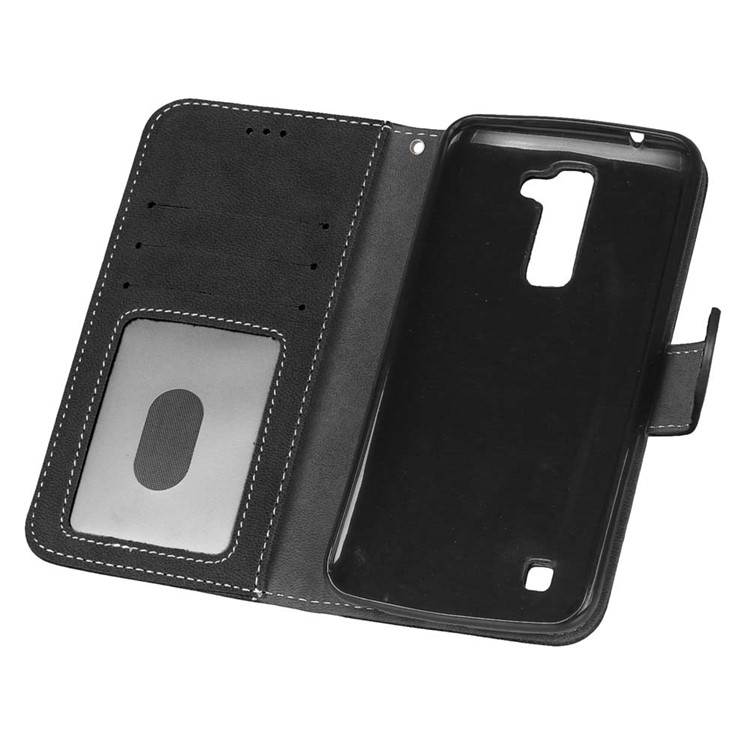 Vintage Matte Leather Wallet Case for LG K10 - Black-10
