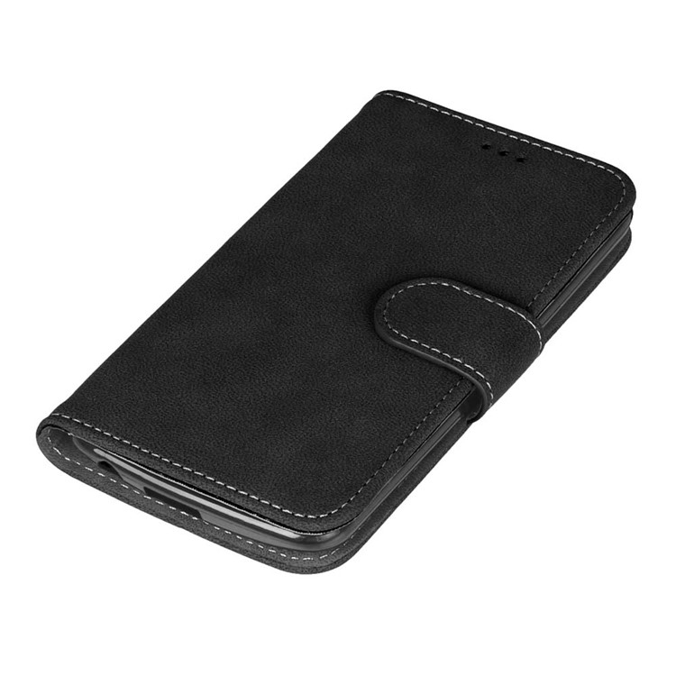 Vintage Matte Leather Wallet Case for LG K10 - Black-11