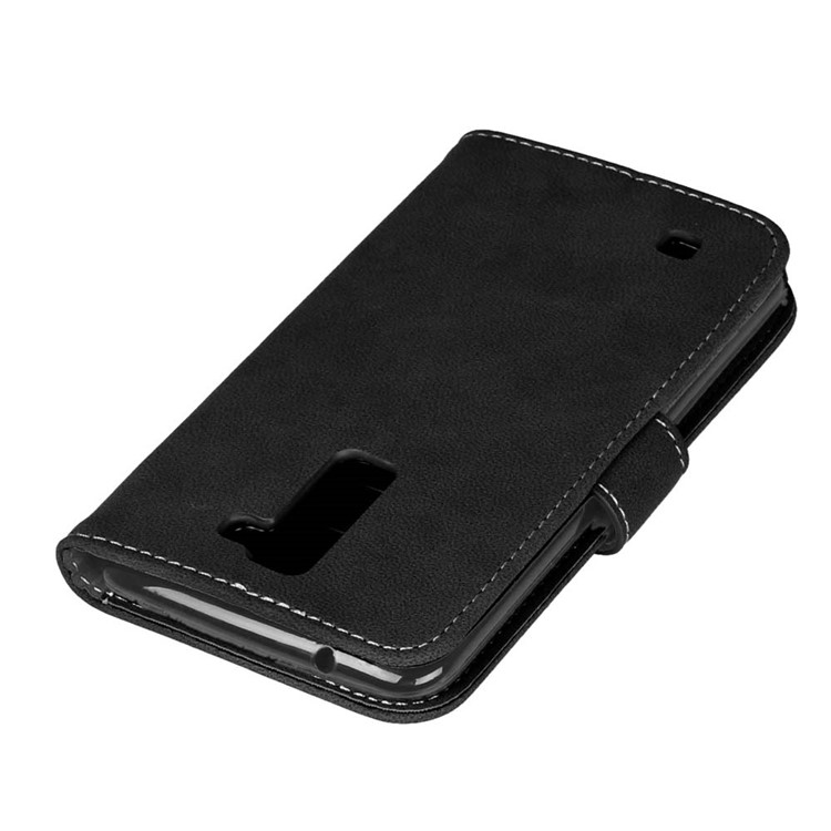 Vintage Matte Leather Wallet Case for LG K10 - Black-12