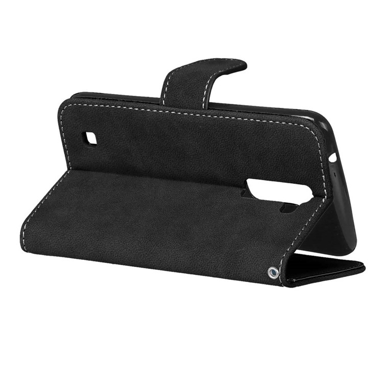 Vintage Matte Leather Wallet Case for LG K10 - Black-13