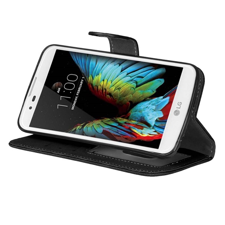 Vintage Matte Leather Wallet Case for LG K10 - Black-14