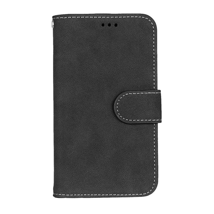 Vintage Matte Leather Wallet Case for LG K10 - Black-4