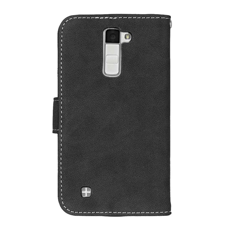Vintage Matte Leather Wallet Case for LG K10 - Black-5