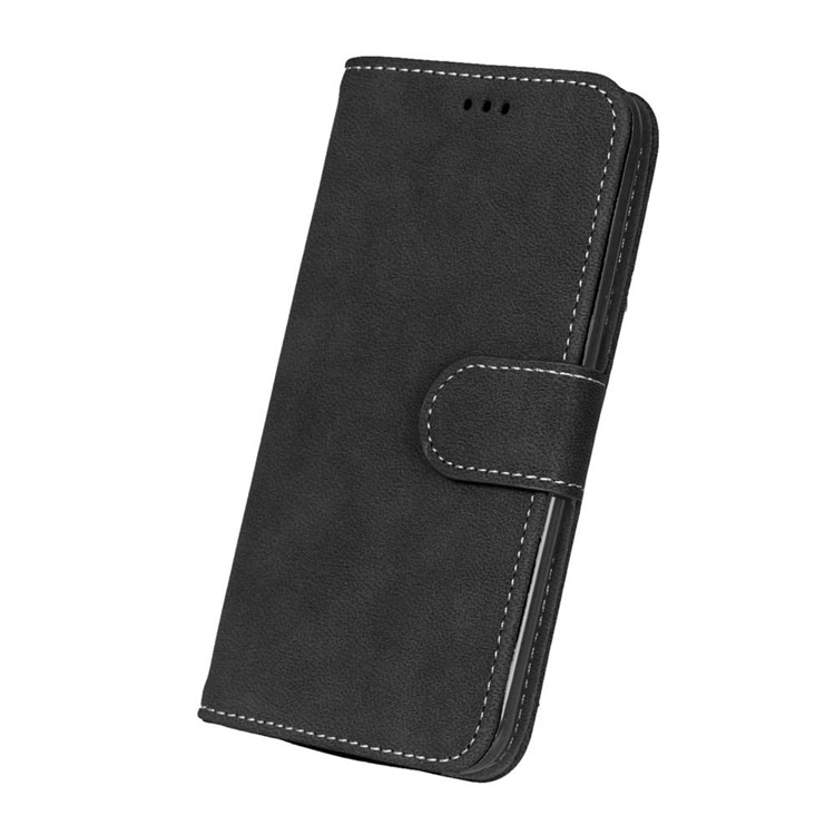 Vintage Matte Leather Wallet Case for LG K10 - Black-6