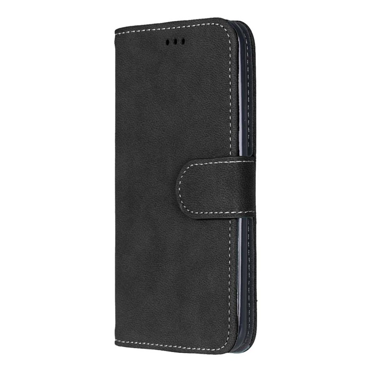 Vintage Matte Leather Wallet Case for LG K10 - Black-7
