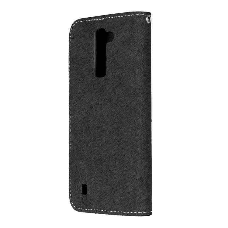 Vintage Matte Leather Wallet Case for LG K10 - Black-8