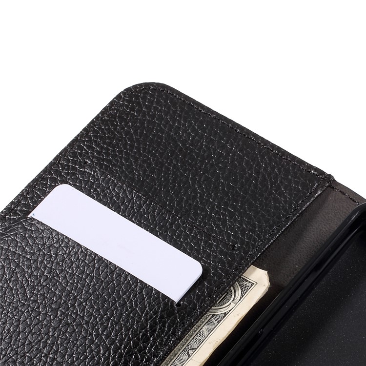 For LG G6 Litchi Grain PU Leather Cell Phone Case Wallet Cover Stand - Black-13